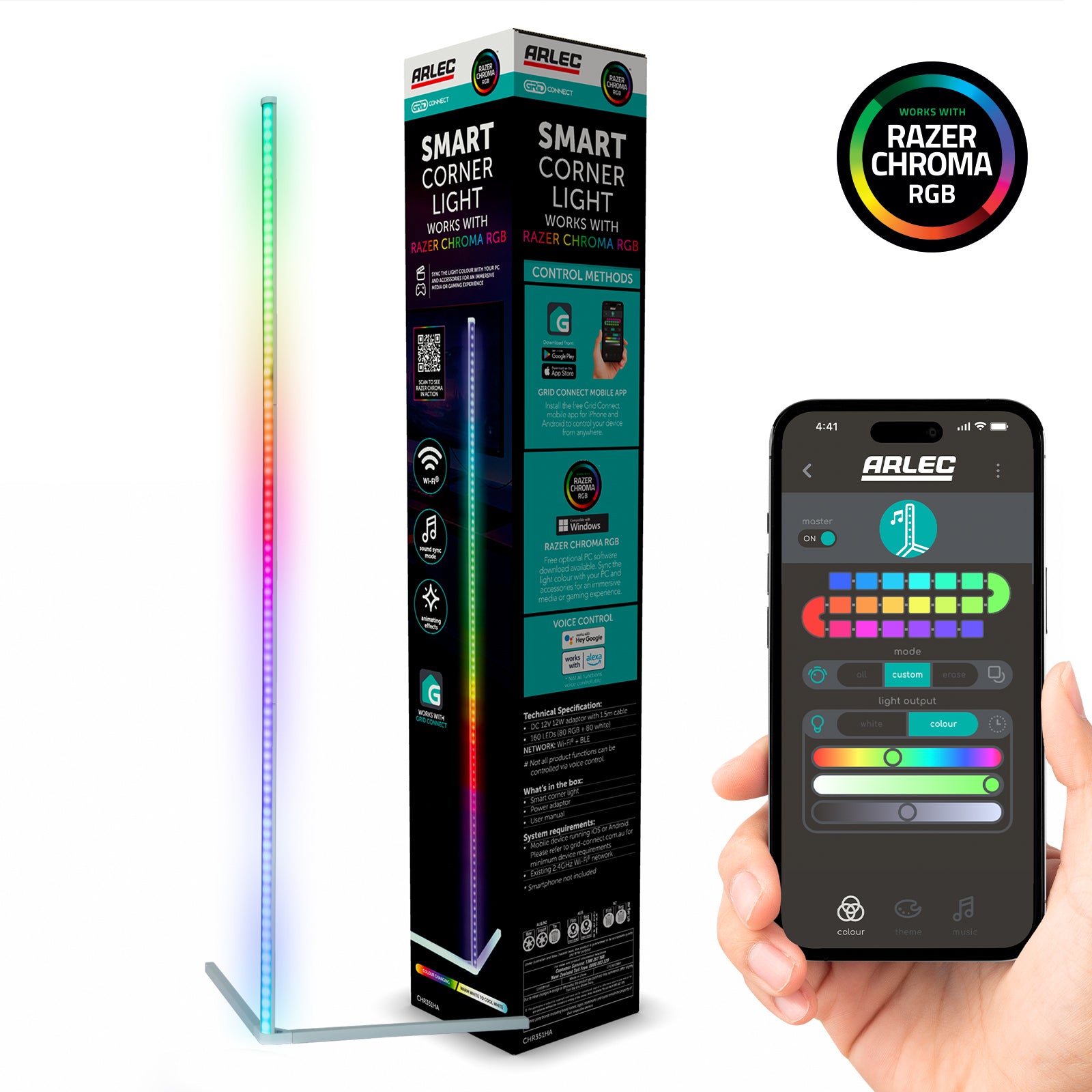 Arlec Grid Connect Smart RGB Corner Light with Razer Chroma