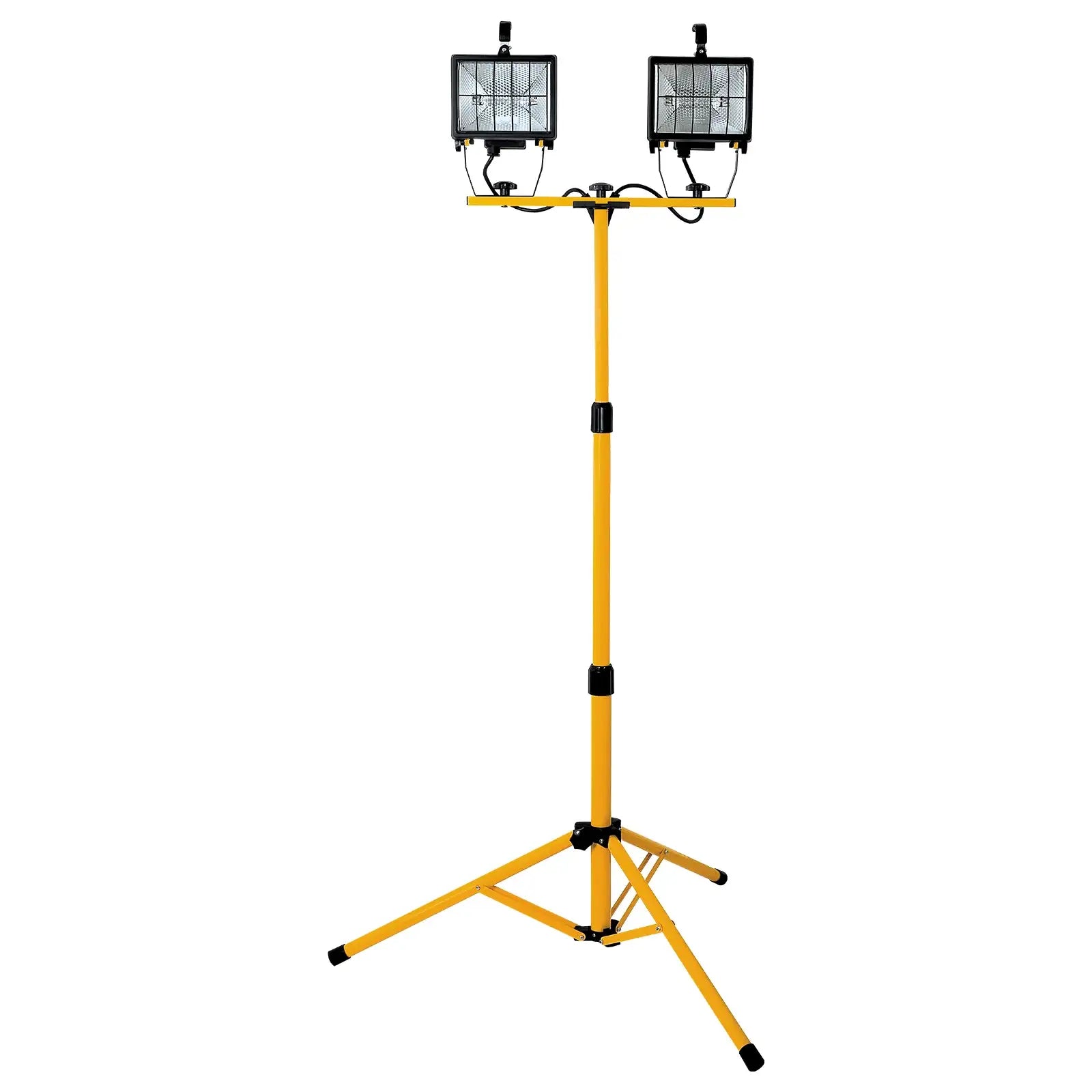 Twin 500W halogen worklight with tripod, IP44, outdoor construction lighting