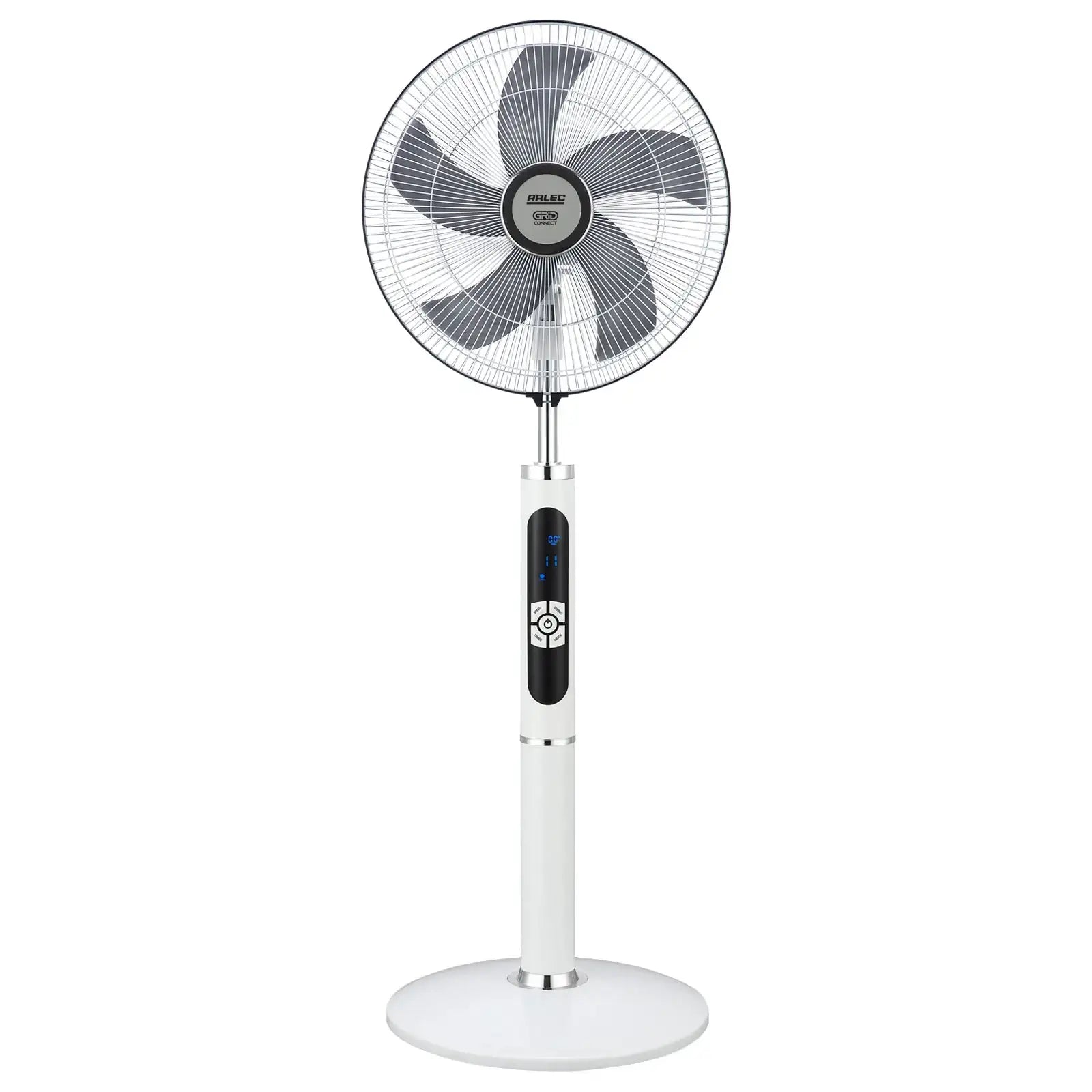 Arlec 40cm White Grid Connect Smart Remote Controlled Pedestal Fan – smart pedestal fan, adjustable pedestal fan, Grid Connect fan - Best Cooling Solutions.