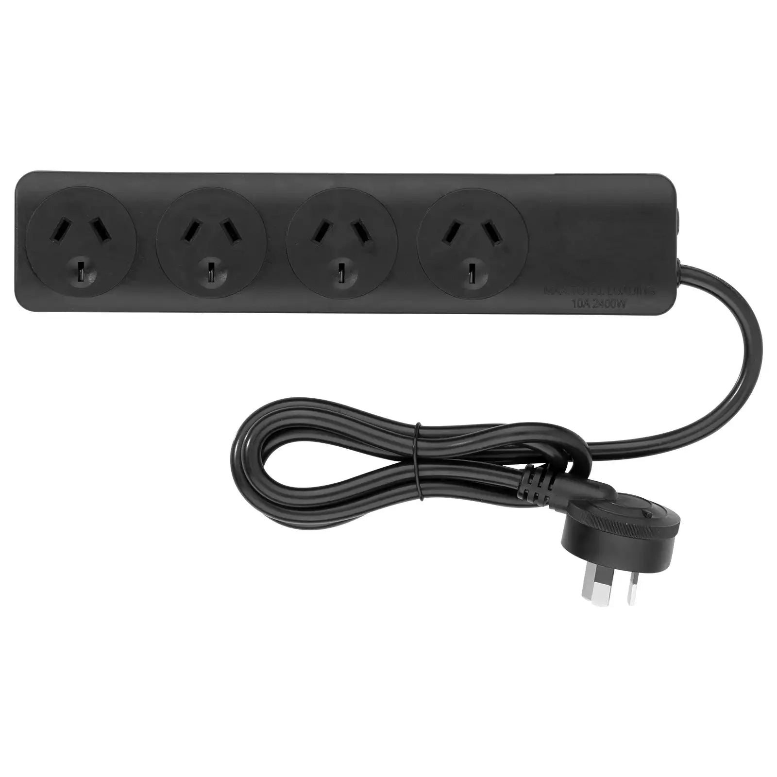 Arlec 4 Outlet Powerboard - Black - black indoor powerboard, 4 outlet extension, compact power strip