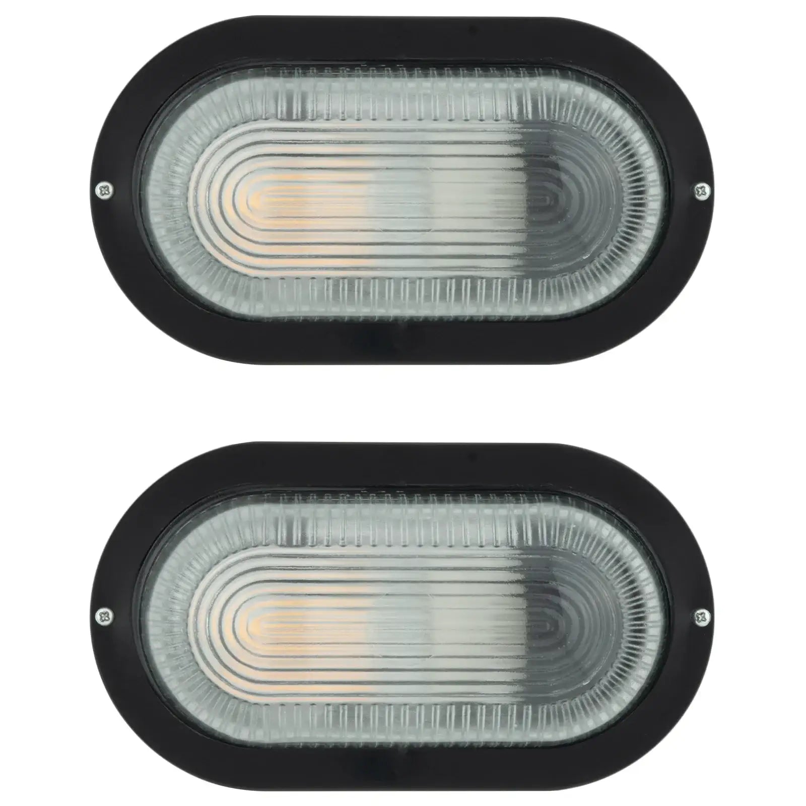 Arlec E27 Oval Bunker Light Bulkhead Black - 2 Pack - bunker wall light