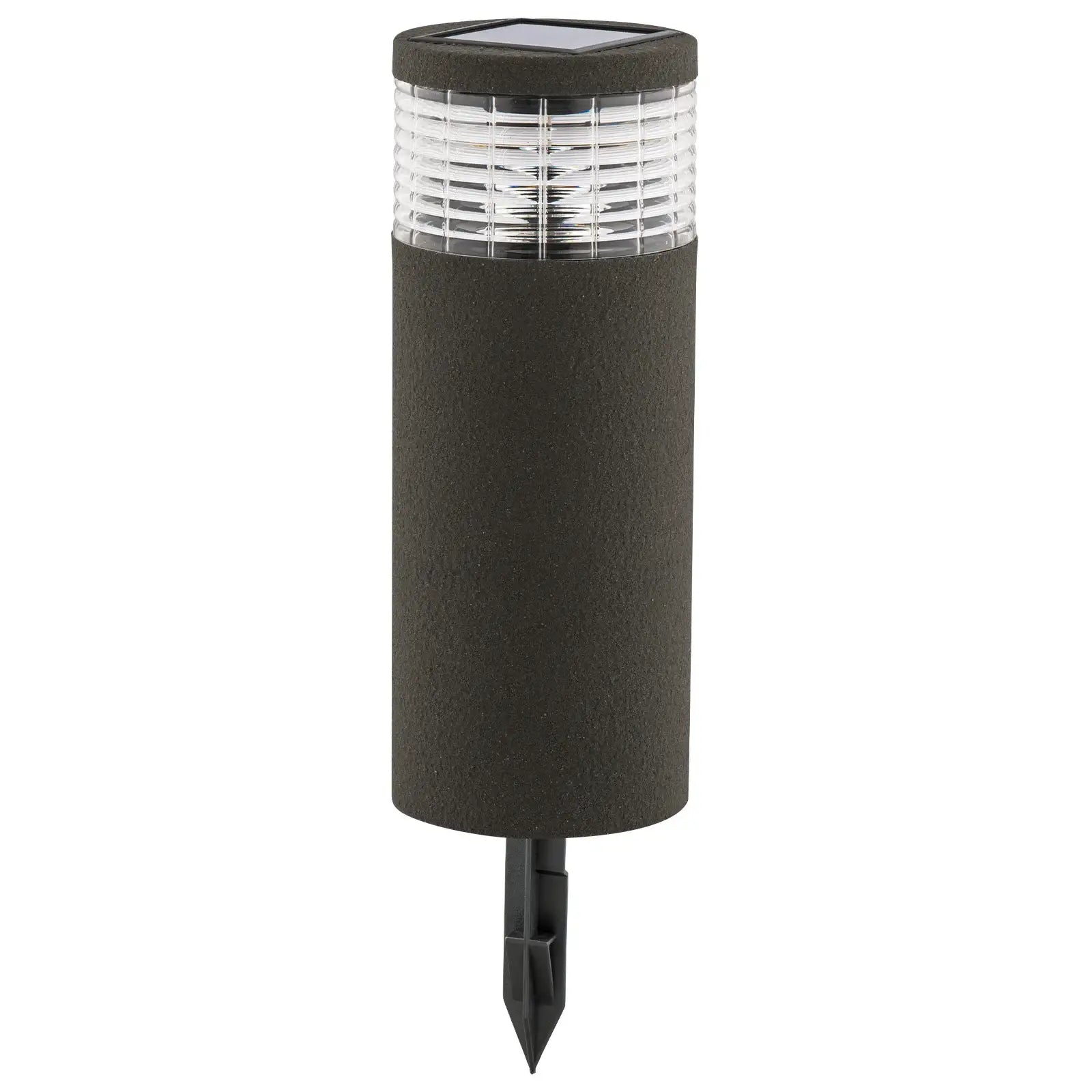Arlec grey solar bollard light with textured finish and ground spike for outdoor garden lighting