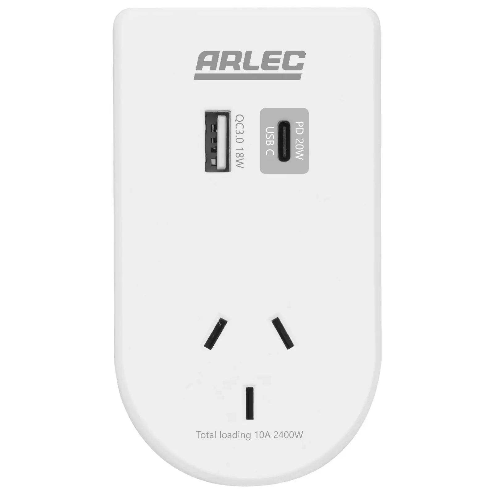 Wall power adaptor with phone holder and PD20W USB charger – Arlec