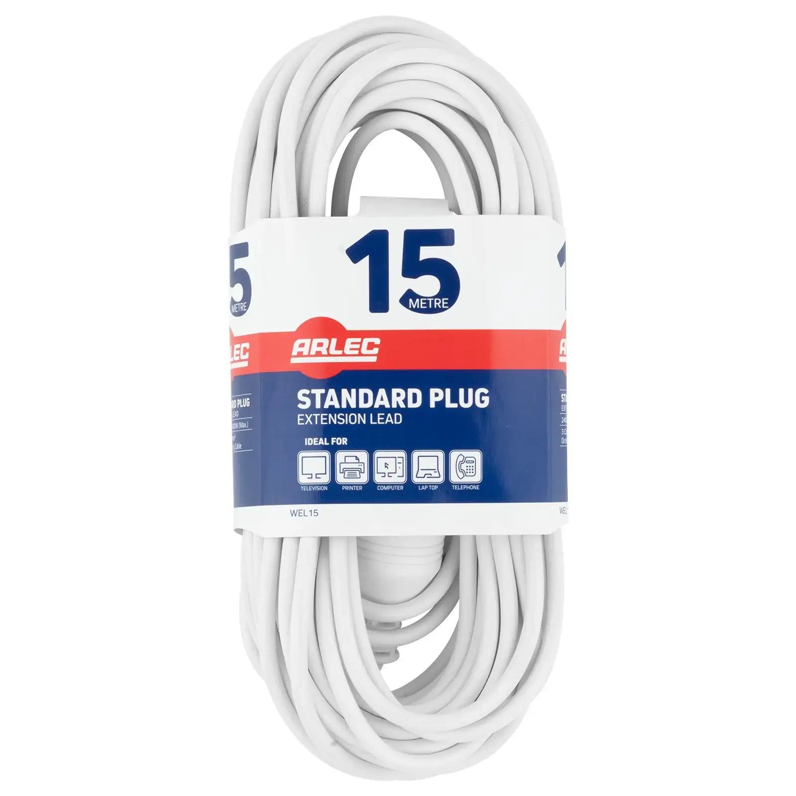 Arlec Household Extension Lead - 15m - household extension cable, 15m long power lead, indoor extension cord