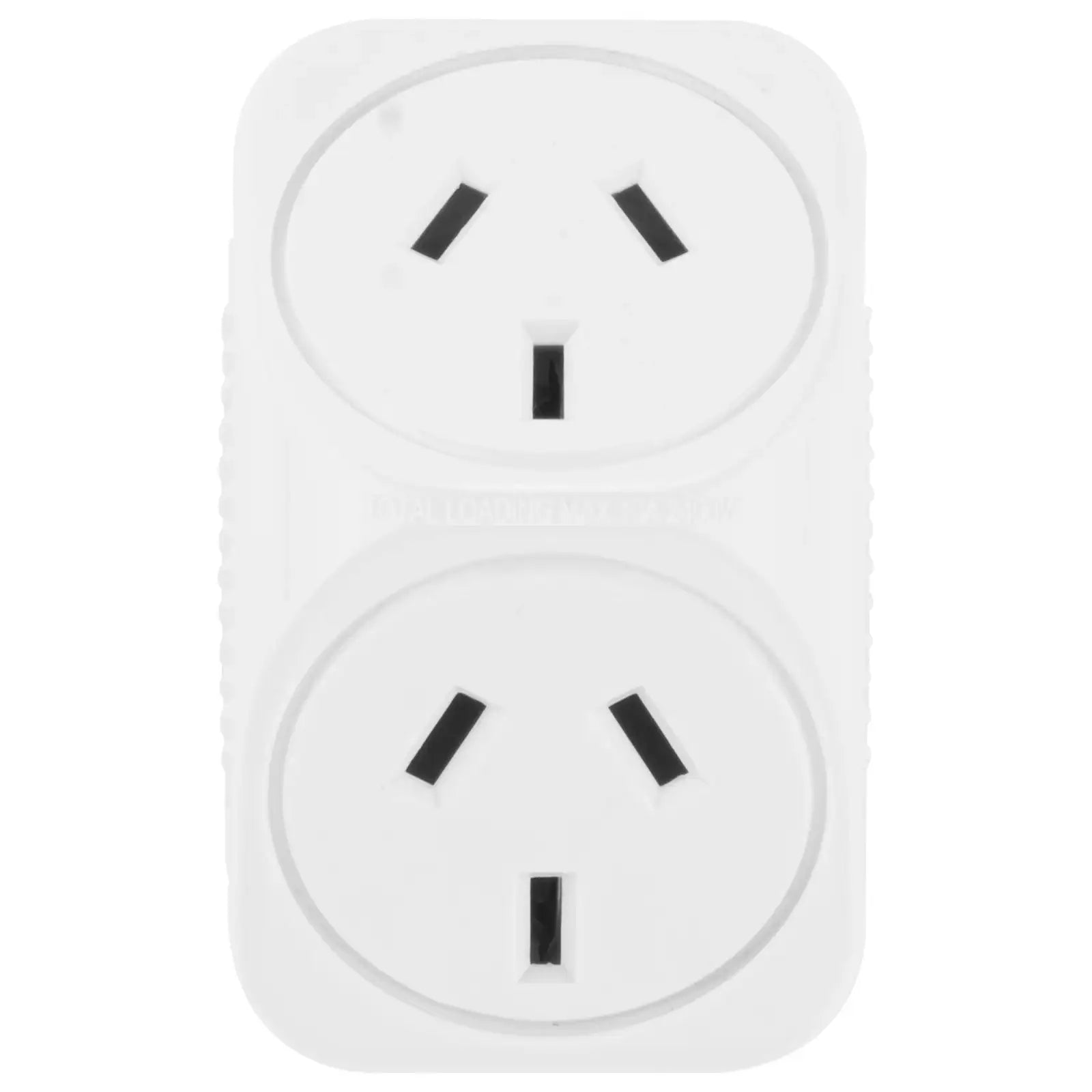 Arlec white triangular double adaptor with two Australian power outlets