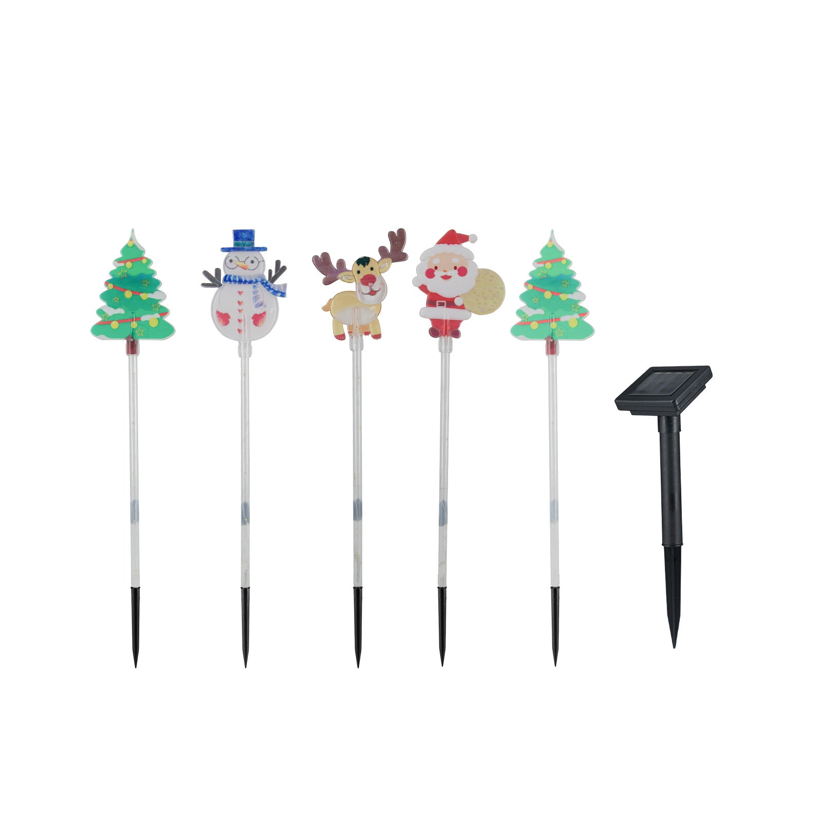 Arlec 5 Solar Powered Santa And Friends Stake Lights